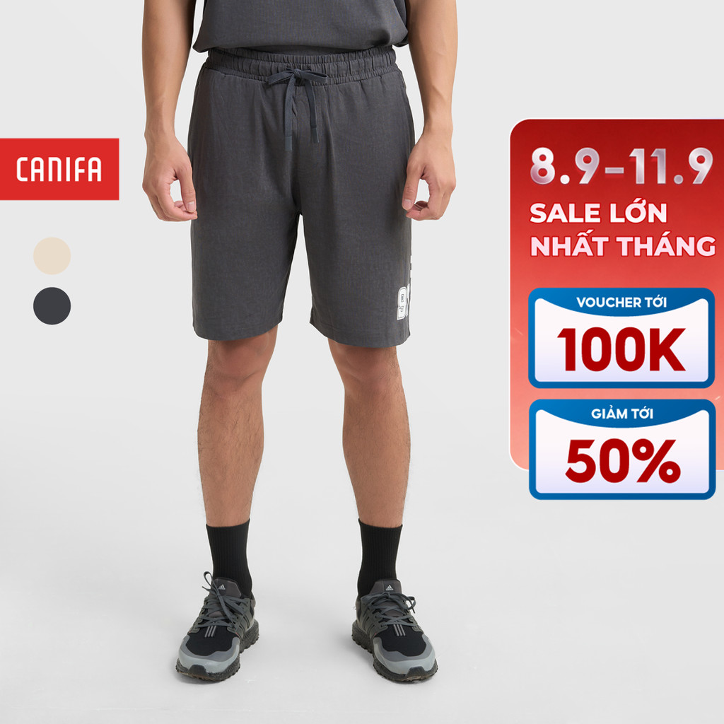 Quần short nam CANIFA dáng thể thao chất liệu cotton mềm form rộng vừa 8BS25S012