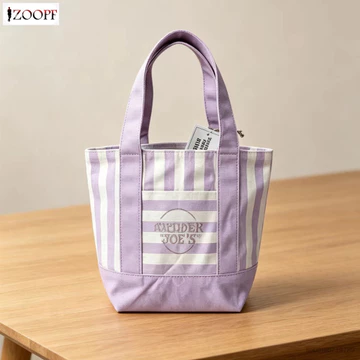 Túi tote vải sọc - Túi xách mua sắm thân thiện với môi trường cho bữa trưa - Túi tote vải cotton - Túi tote vải cotton - Túi tote vải cotton - Tot vải cotton