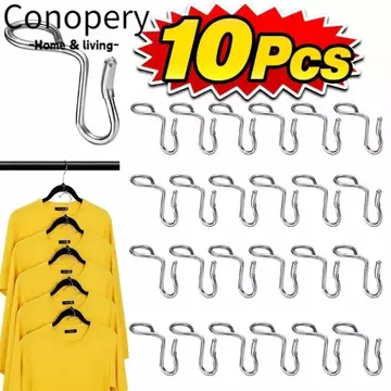 CONOPERY 10 Cái Móc Kết Nối Móc Treo, Móc Treo Quần Áo Tiết Kiệm Không Gian Nhiều Lớp Móc Mở Rộng, Móc Treo Quần Áo Kim Loại Thiết Thực Móc Treo Tủ Quần Áo Lưu Trữ Quần Áo