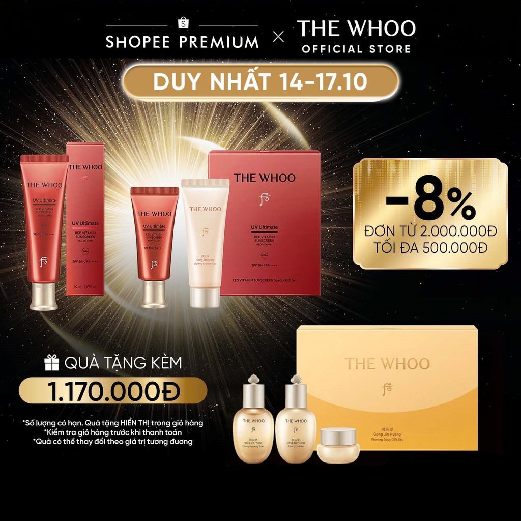 [THE WHOO OFFICIAL] Tinh chất chống nắng chống lão hóa, chống oxy hóa làm dịu da The Whoo UV Red Vitamin Sunscreen 50ml