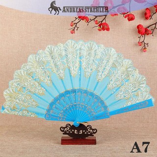 Onetimingfine Vintage Ren Gấp Quạt Khiêu Vũ Cầm Tay Quạt Khiêu Vũ Trung Quốc Đạo Cụ Ảnh Tiệc Cưới Trang Trí Trang Trí Thủ Công Quà Tặng VN
