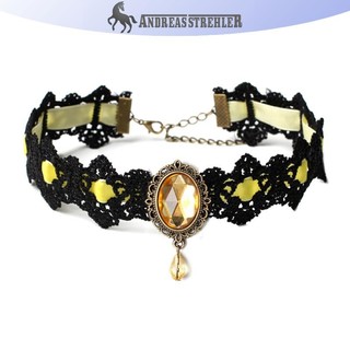 Onetimingfine Đen Ren Vòng Cổ Vòng Cổ Choker Nhung Pha Lê Vintage Gothic Dây Chuyền VN