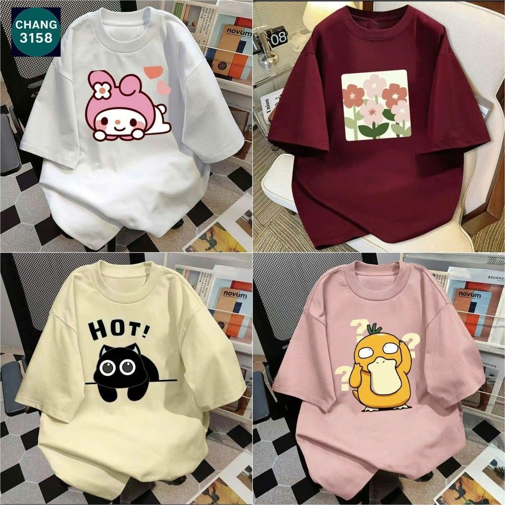 tổng hợp các mẫu áo phông form rộng tay lỡ-chất cotton mềm và mát