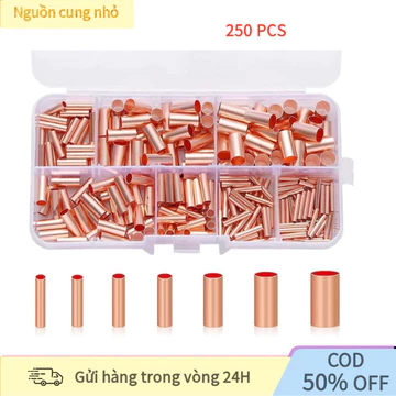 [IN VN]Bộ Cos Đồng 250 Cái, Đầu Nối Dây Ống Đồng Nhỏ Chất Lượng Cao, Chống Rỉ Sét