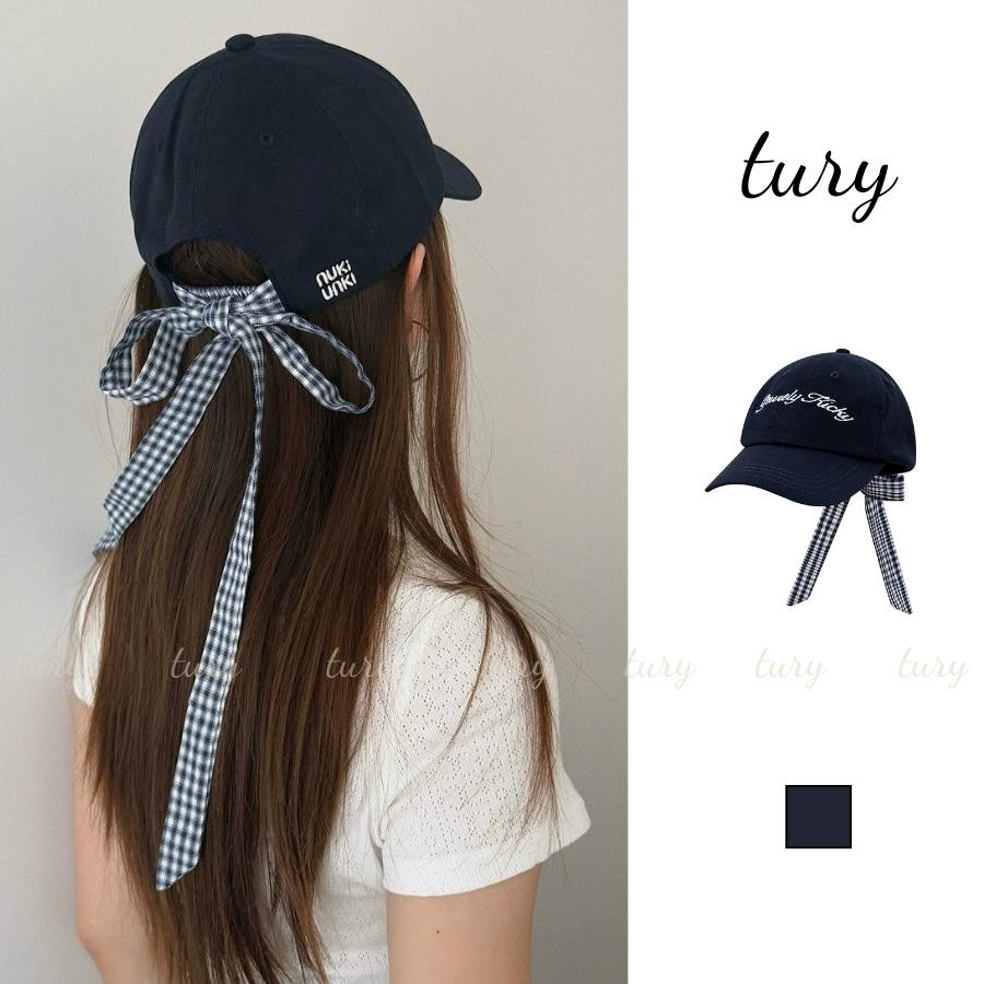 Nón Lưỡi Trai Unisex Nam Nữ - Tury - Mũ Lưỡi Trai Nơ Caro Thêu Chữ Vintage - MLT072