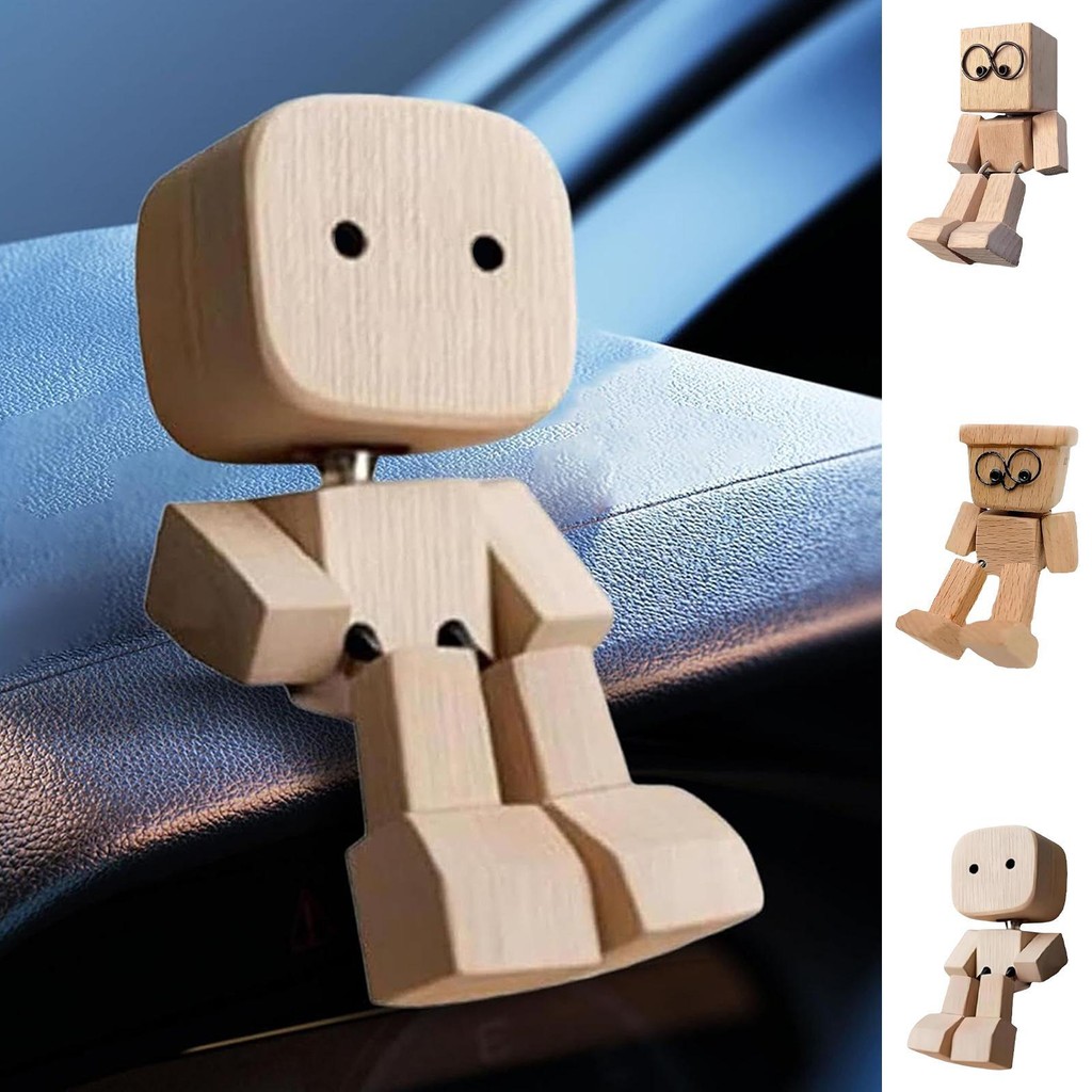 Handmade Gỗ Người Trang Trí Lắc Chân Bảng Điều Khiển Ô Tô Trang Trí Để Bàn Xe Đồ Trang Trí Cho Xe Tải RV Sedan SUV