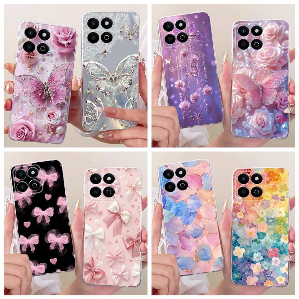 Dành Cho Honor X7C 4G / Honor 200 Vỏ Điện Thoại Thông Minh Nhiều Màu Sắc Butterflu Hoa Nơ Nữ Tính Mềm TUP Vỏ Silicon Trong Suốt