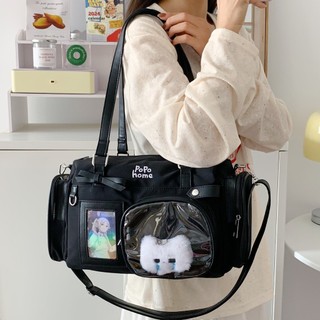 Túi đeo vai itabag in chữ thiết kế nơ trong suốt bằng nhựa PVC dành cho nữ