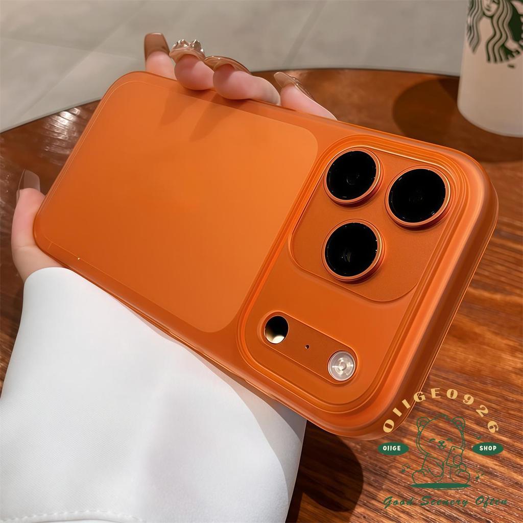 【 Ốp lưng iPhone17 】 Ốp điện thoại mờ siêu mỏng màu cam iphone 17 Pro Max 16 15 14 13 12 vỏ cho vỏ iPhone PC Vỏ cứng chống sốc