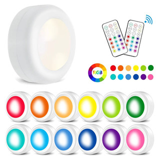 Đèn LED không dây Đèn RGBW Pin 13 màu Điều khiển từ xa Đèn tủ có thể điều chỉnh độ sáng để đóng tủ quần áo Cầu thang Hành lang Đèn ngủ