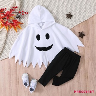 MG-Toddler Bé Gái Bé Trai Mùa Thu Trang Phục Ma Mỉm Cười In Hình Áo Khoác Và Quần Dài 2 Bộ Quần Áo Halloween