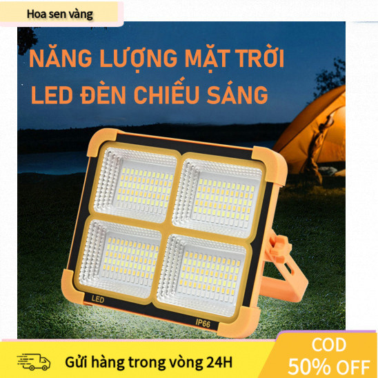 【24H】Đèn LED cầm tay năng lượng mặt trời 500W thiết kế chống nước tích hợp đèn cảnh báo an toàn cho hoạt động ngoài trời