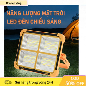 【24H】Đèn LED cầm tay năng lượng mặt trời 500W thiết kế chống nước tích hợp đèn cảnh báo an toàn cho hoạt động ngoài trời