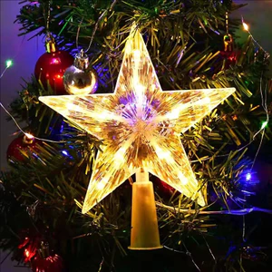 Trang trí đèn ngôi sao trên cây thông Noel - Đèn LED nhấp nháy Pentagram với IP44 chống nước để trang trí nhà lễ hội, chạy bằng pin