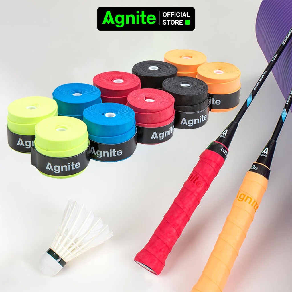 [Màu ngẫu nhiên] Quấn vợt cầu lông, tennis chính hãng Agnite, chống trơn trượt, thoáng khí chống mồ hôi, ma sát tốt