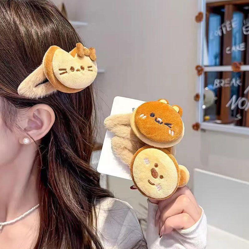 Kẹp tóc hình động vật màu cà phê, thời trang và đáng yêu dành cho bé gái