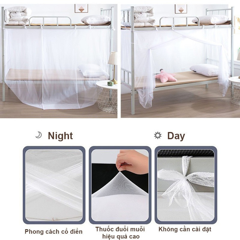 Màn Tuyn Ký Túc Xá Chống Muỗi – Lưới Chắn Muỗi Giường Tầng Cho Sinh Viên, Rèm Giường Đẹp Giá Rẻ Dễ Lắp Đặt