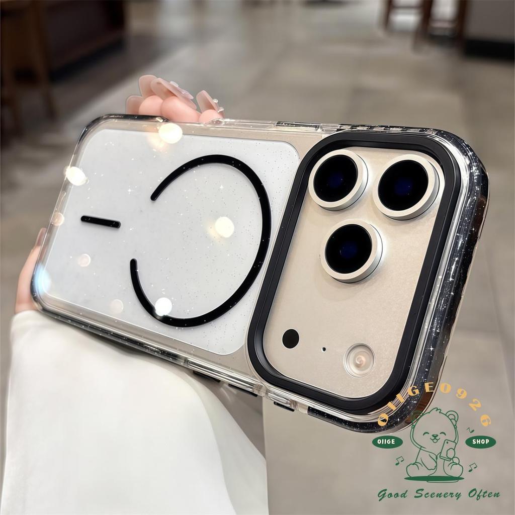 【 Ốp lưng iPhone17 】 Vỏ điện thoại chống rơi từ tính lấp lánh màu cam iphone17 Pro Max 16 15 14 13 12 cho vỏ iPhone Vỏ mềm silicon TPU chống sốc