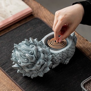 Lư Hương Xông Trầm, Đốt Nhang Trầm Bằng Đá Sa Thạch Tạo Hình Kỳ Lân
