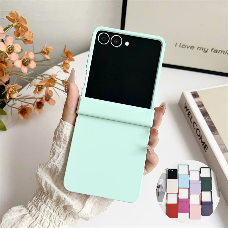 Ốp điện thoại mờ màu kẹo Dopamine cho Samsung Galaxy Z Flip 7 7FE 6 5 Flip 4 3 5G Bản lề bảo vệ mặt sau cứng