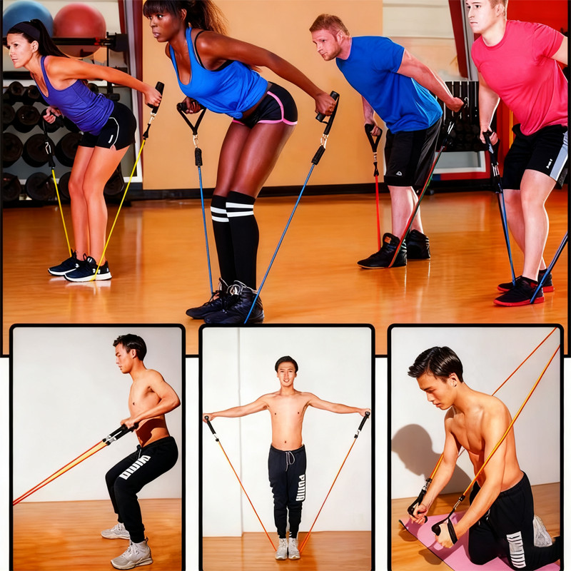 Bộ 5 Dây Tập Gym Ngũ Sắc Đàn Hồi Cao Cấp 11 Món – Dây Kháng Lực Toàn Thân, Dụng Cụ Tập Thể Hình Tại Nhà