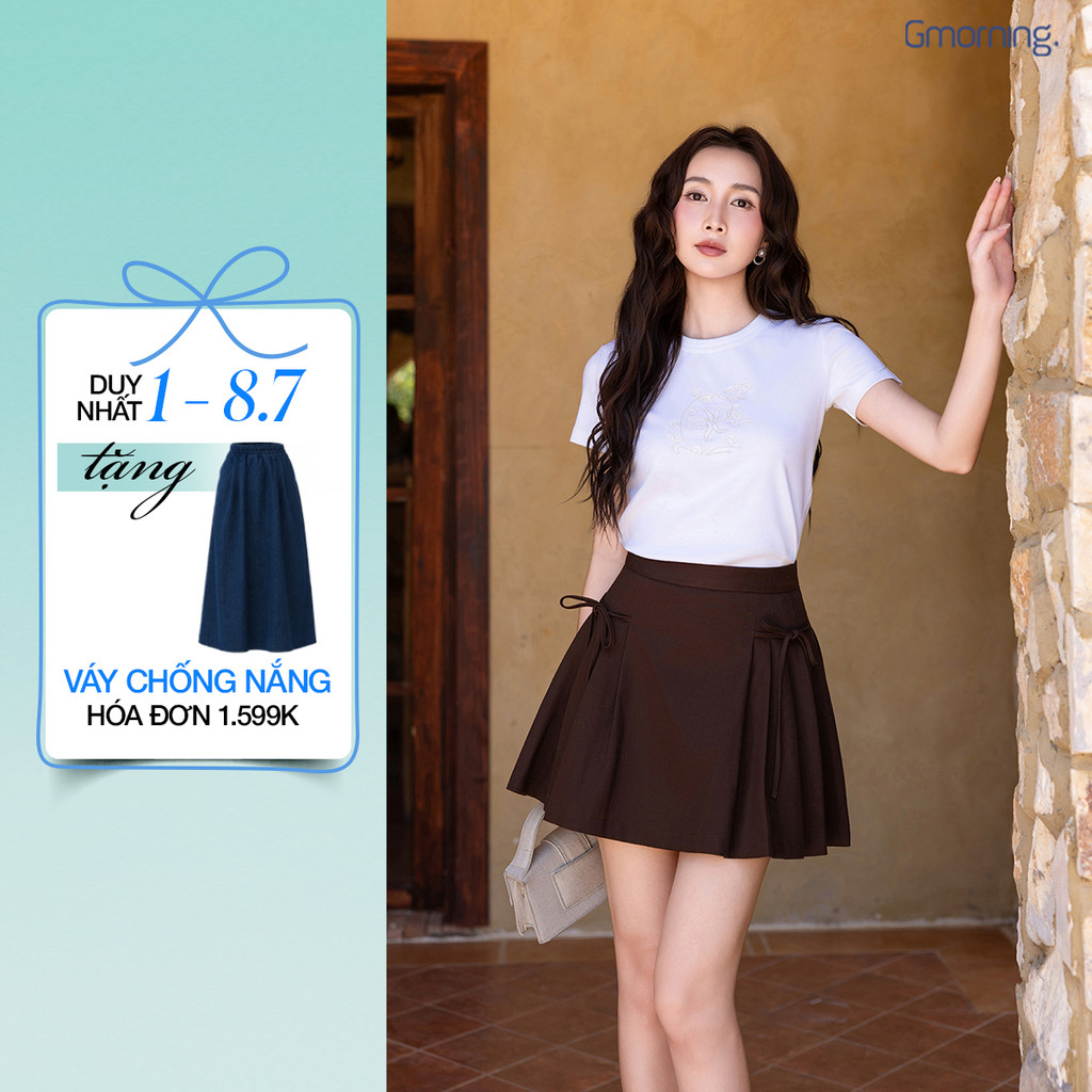 Áo Thun Nữ GUMAC - Gmorrning Cổ Tròn Tay Ngắn Form Slim Tôn Dáng Chất Cotton Thoáng Mát ATG04037