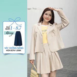 Set lẻ Áo blazer thắt nơ YOWG01043 - Chân váy nữ Gmorning - GUMAC form A xòe xếp ly YVF11043