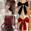 Kudosation Thanh Lịch Nhung Nơ Tóc Ruy Băng Nơ Đuôi Ngựa Barrette Kẹp Tóc Nữ Cô Gái Tiệc Cưới Phụ Kiện Tóc Đẹp