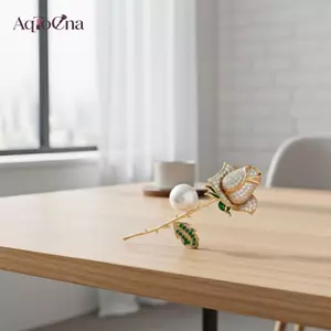 AqToCna Thời Trang Kim Cương Giả Thực Vật Rosette Hoa Ngọc Trai Thổ Cẩm Dành Cho Nữ Dự Tiệc Trang Sức Phụ Kiện Quà Tặng AqToCna