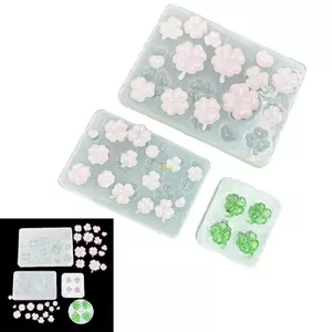 Flgo Hiệu Ứng Phản Quang 4 Lá Cỏ Mặt Dây Chuyền Trang Trí Khuôn Silicon Cho Nhựa Dính DIY Thủ Công Trang Sức Làm Đồ Dùng