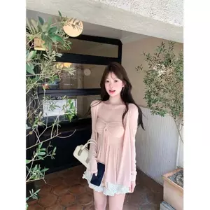 Pink Gentle Pure Desire Suit Nữ Mùa hè 2026 Phong cách mới Áo len Cardigan đế ống Bộ đồ hai mảnh thời trang hàng đầu