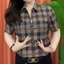 Nam mùa hè mới thời trang giản dị giảm béo kẻ sọc dây kéo áo sơ mi polo dành cho nam