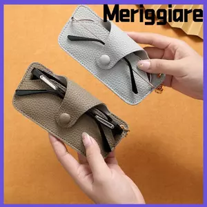 Túi đựng kính râm MERIGGIARE, Da PU có móc khóa Túi đựng kính, Kính chống áp lực cổ điển chống thất lạc di động dành cho nam giới