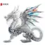 Tượng Rồng Pha Lê Trắng Acrylic 2D Flat Cool Figurine Văn Phòng Tại Nhà Cafe Phòng Studio Trưng Bày Bàn Trang Trí Quà Tặng VN