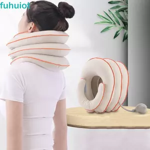 FUHUIOT Thiết Bị Kéo Cổ Tử Cung, Gối Massage Chỉnh Hình Có Thể Điều Chỉnh, Hỗ Trợ Cổ Di Động Không Khí Bơm Hơi 4 Lớp Gối Cổ Chữ U Giá Đỡ