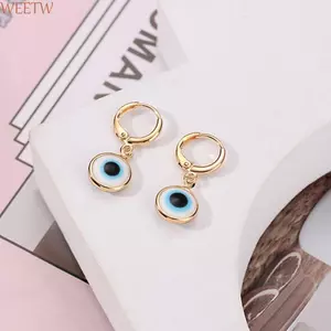 Bông tai mắt quỷ WEETW, Bông tai mắt quỷ bùa hộ mệnh vàng, Bông tai tròn màu bạc mát mẻ