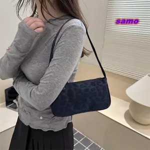 Túi đeo vai SAMO, Túi vuông Mini dung tích lớn in họa tiết da báo, Túi xách Tote mờ màu trơn dành cho nữ