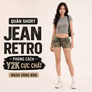 Quần Short Denim Nữ Y2K Thấp Tầng Vintage Bùn Rửa Studded Raw Hem Retro Cotton