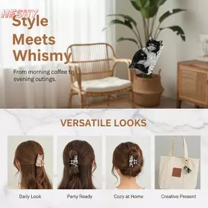 HFSHY Mèo Dễ Thương In Hình Cá Mập Vuốt Tóc Kẹp Chống Trơn Trượt Mạnh Giữ Tóc Phụ Kiện Cho Bé Gái Quà Tặng Sinh Nhật Mặc Hàng Ngày Sử Dụng VN