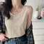 Mùa hè 2026 Màu trơn Phong cách lười biếng Áo yếm cơ bản Cảm giác cao cấp Slim-fit Slimer Look có thể mặc trong