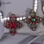 AqToCna Đỏ Kim Cương Giả Chữ Thập Thổ Cẩm Dành Cho Nữ Vintage Chân Quần Áo Khăn Kẹp Trang Sức AqToCna