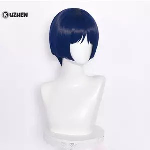 KUZHEN Genshin Tác Động Cosplay Scaramouche Tóc Giả Xanh Tóc Giả Cosplay Anime Tóc Giả Halloween Tóc Giả HOT