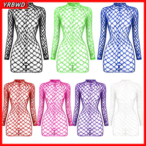 YRBWD Rỗng Ra Áo Liền Quần, Áo Bơi Lưới Cá Dài Tay Màu Trơn, Phong Cách Không Lưng Gợi Cảm Nhìn Xuyên Qua Đi Biển Mùa Hè Mặc Đi Biển