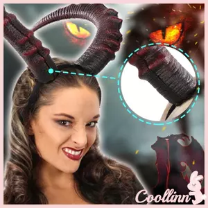 COO Gothic Halloween Cosplay Phụ Kiện Tóc Thực Tế Đen Đỏ Dài Quỷ Sừng Băng Đô Carnival Đảng Bandana Hairb