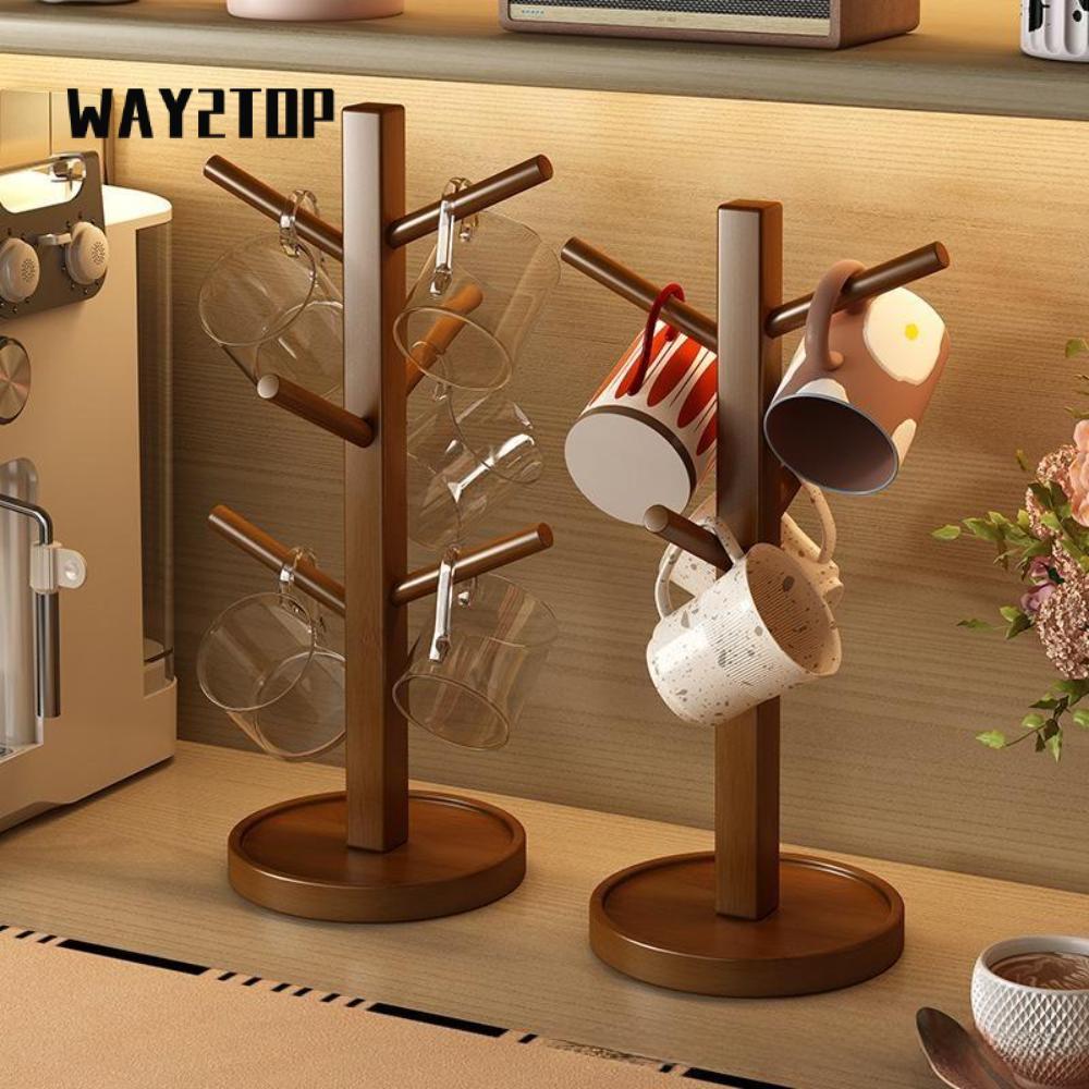 Giá đỡ cốc cà phê WAY2TOP, 4 / 6 móc hình cây Cốc treo giá trưng bày, Màn hình treo tiết kiệm không gian đa chức năng Móc treo cốc trang trí Trang trí nội thất