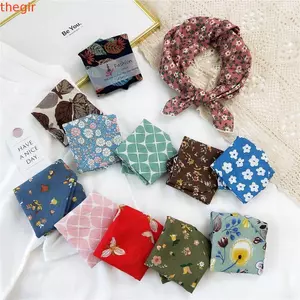 THEGIRL8B Khăn Vuông Vải Lanh Cotton, Khăn Buộc Tóc In Hình Khăn Lụa, Tất Cả Trận Đấu Phong Cách Mục Vụ Khăn Hoa Băng Đô Quấn Hoa Nữ
