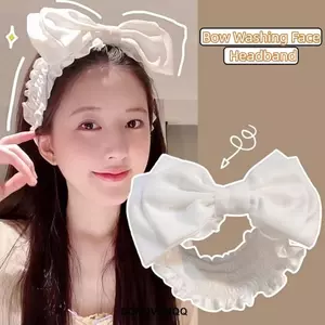 Băng đô nơ DONOVANQQ, Băng đô rửa mặt rửa mặt, Băng đô rửa mặt bằng ren hai lớp bền bỉ Dụng cụ rửa mặt màu trơn