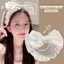 Băng đô nơ DONOVANQQ, Băng đô rửa mặt rửa mặt, Băng đô rửa mặt bằng ren hai lớp bền bỉ Dụng cụ rửa mặt màu trơn