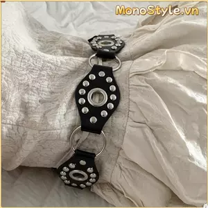 Dây thắt lưng MONOSTYLE Punk, Dây da đinh tán thiết kế sang trọng cổ điển, Dây đeo thắt lưng đa năng