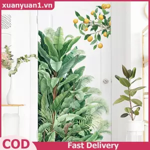XUAN Lá Xanh Tường Stiers Cho Gia Đình Phòng Khách Trang Trí Vinyl Decal Dán Tường Thực Vật Nhiệt Đới DIY Kid Cửa Bức Tranh Tường Giấy Dán Tường VN